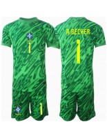 Otroške Nogometnih dresov Brazilija Alisson Becker #1 Vratar Domači Copa America 2024 Kratki rokavi (+ hlače)